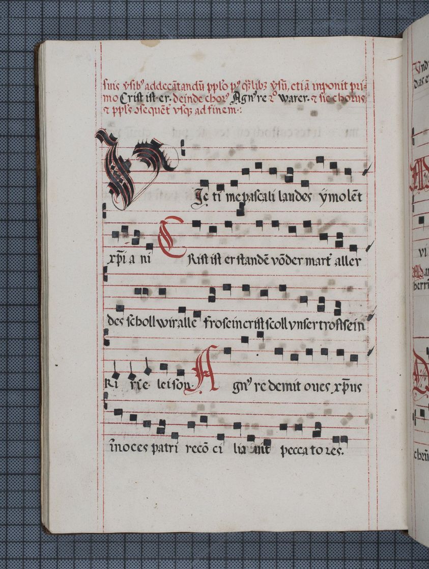 Christ ist erstanden jako część Victimae paschali laudes, Codex 323, opactwo benedyktynów w Admont (Styria), XVII wiek, katalog cyfrowy manuscripta.at 
